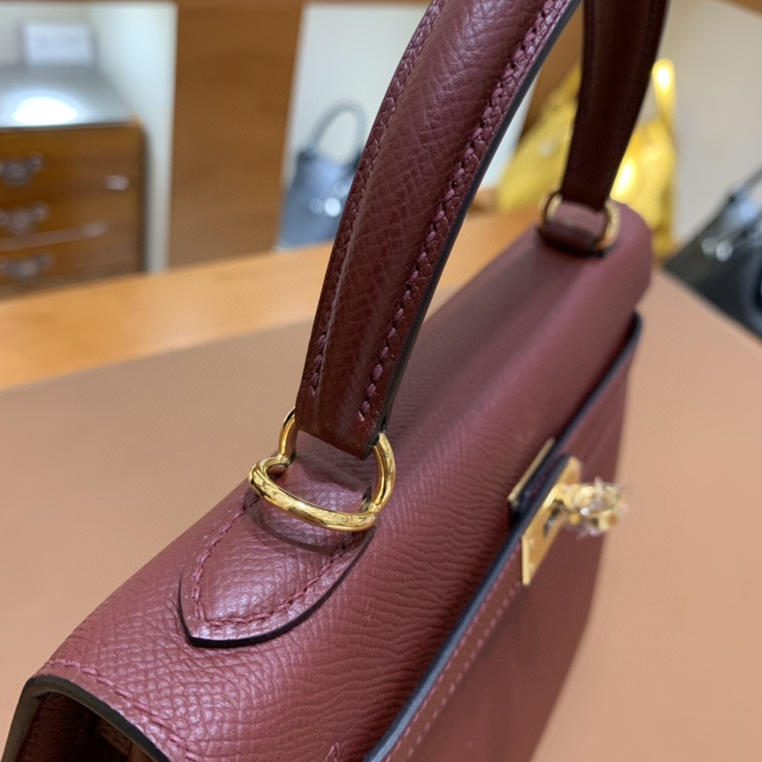 Hermès（爱马仕）Kelly 凯莉包 Epsom 波尔多酒红 金扣 25cm