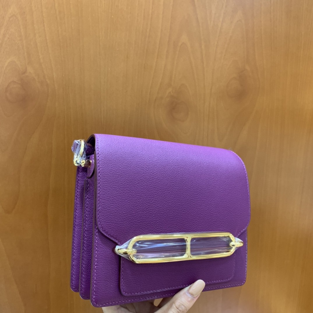 Hermès（爱马仕）Roulis 猪鼻子 evercolor 海葵紫 18cm 金扣 现货