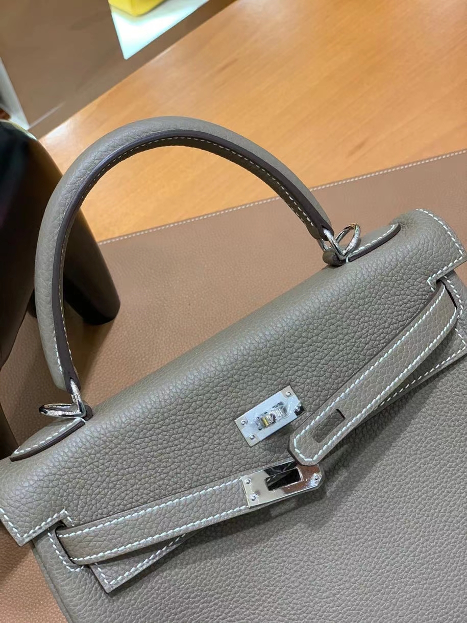 Hermès（爱马仕）Kelly 凯莉包 大象灰 Togo皮 25cm 银扣 现货