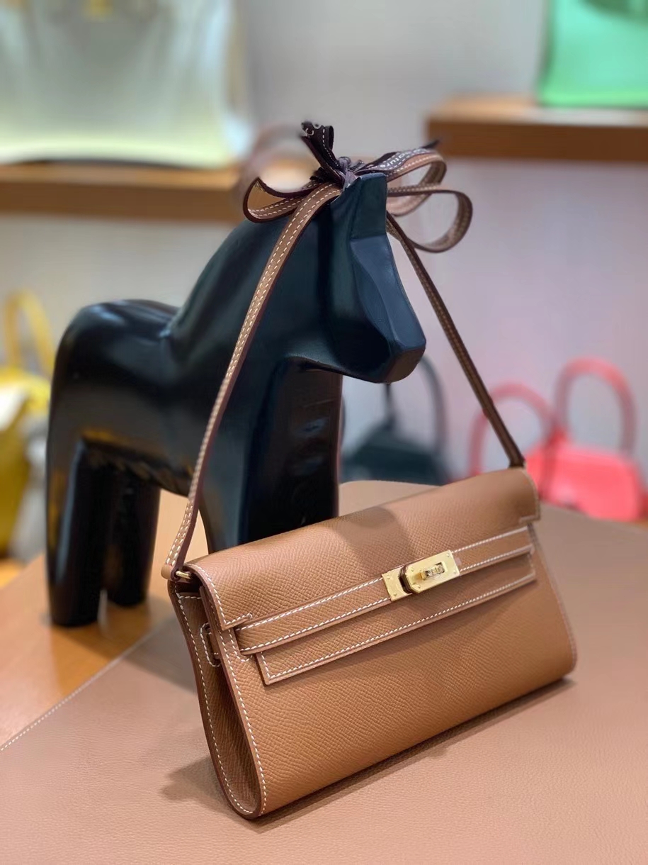 Hermès（爱马仕） Epsom 金棕色 Kelly to go wallet 金扣 现货