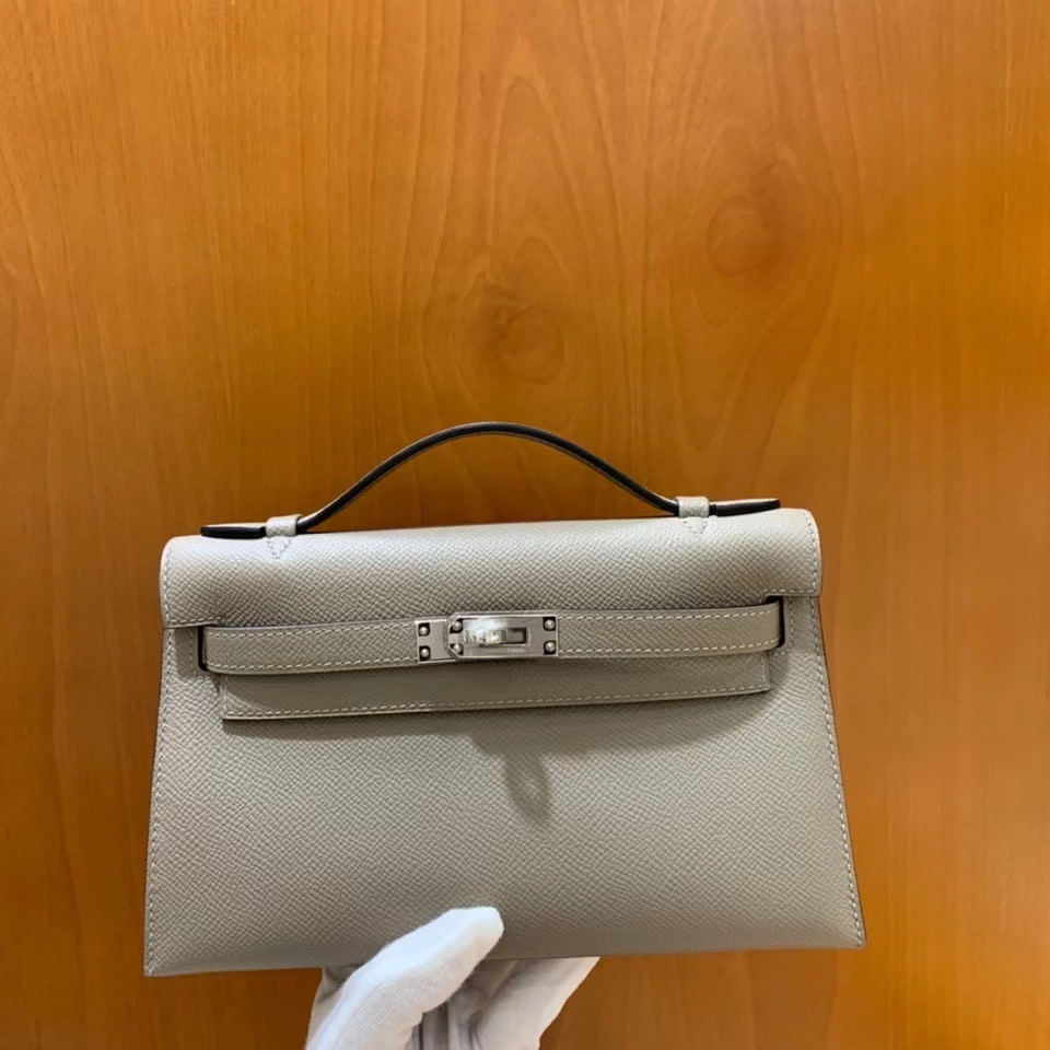 Hermès（爱马仕）Epsom 沥青灰 miniKelly 22cm 银扣 现货