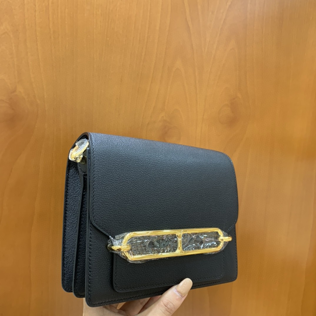 Hermès（爱马仕）Roulis 猪鼻子 evercolor 黑色 18cm 金扣 现货
