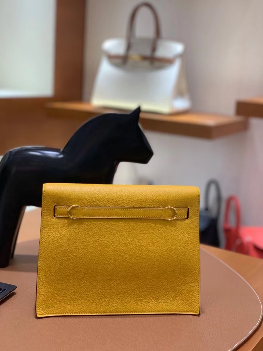 Hermès（爱马仕）evercolor 9D琥珀黄 Kelly danse 22cm 金扣 现货