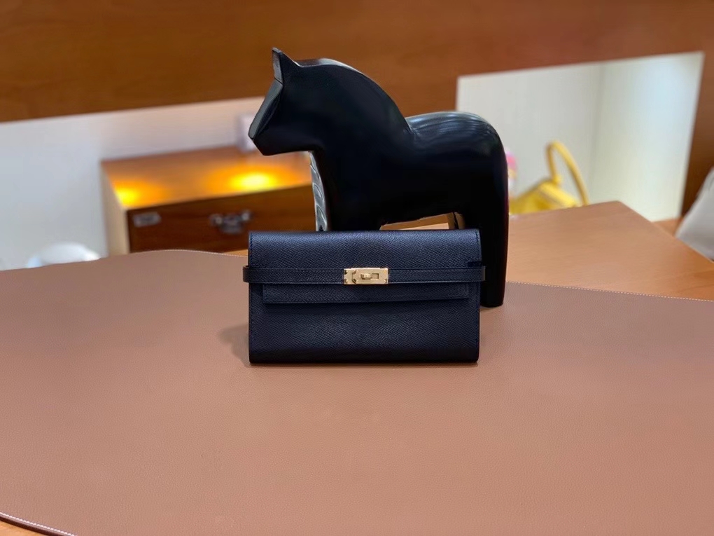 Hermès（爱马仕）epsom 黑色 Kelly 钱夹 金扣 现货