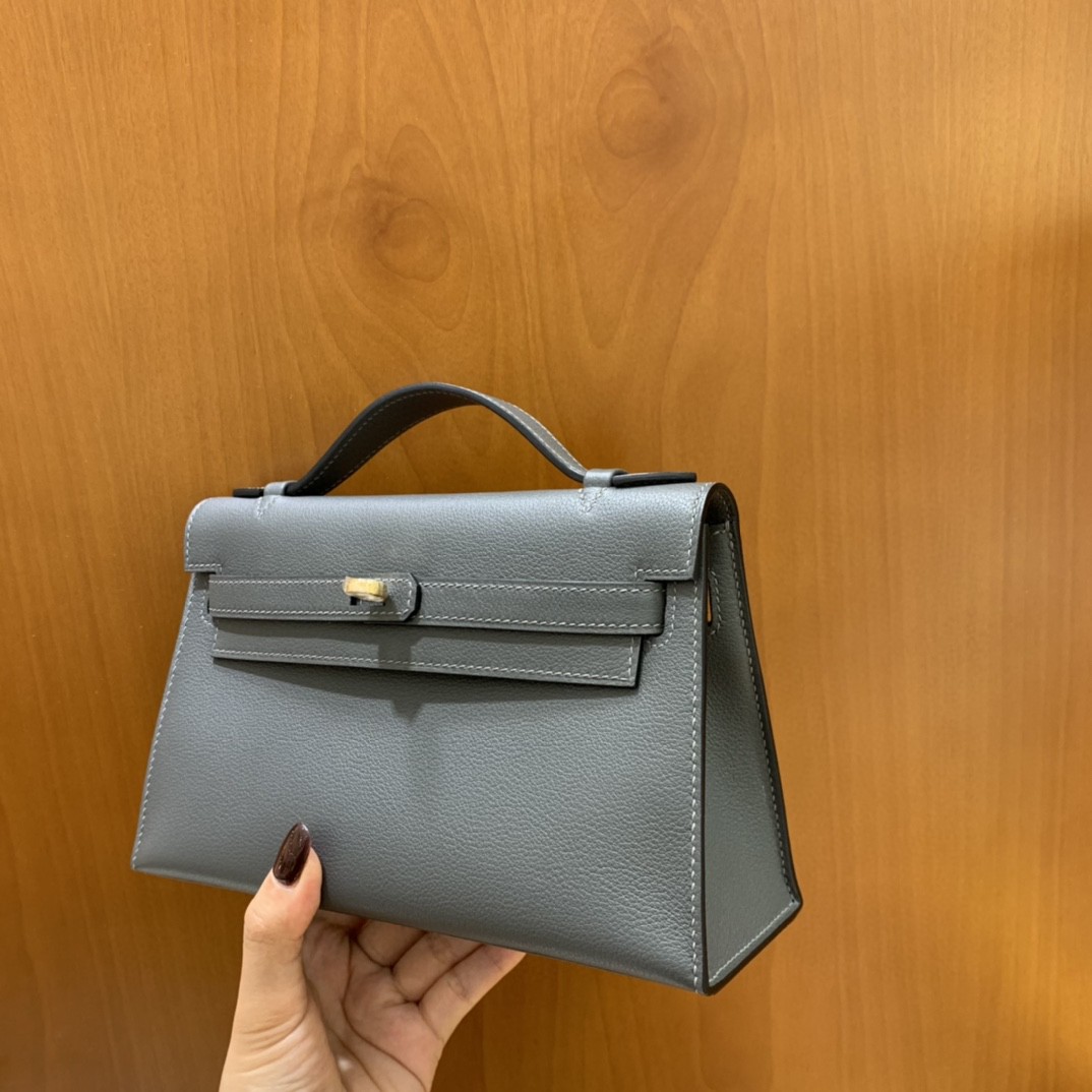 Hermès（爱马仕）ever color 锡器灰 mini Kelly 22 金扣 现货