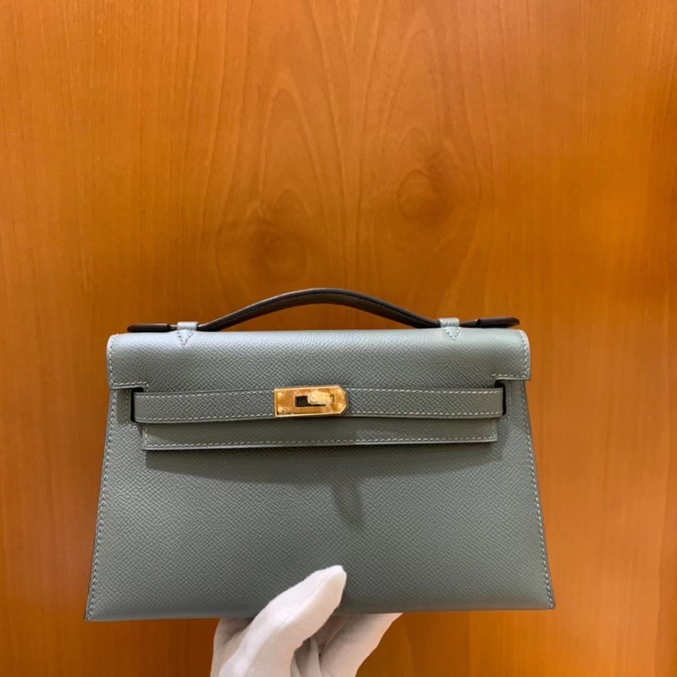Hermès（爱马仕）Epsom 杏仁绿 miniKelly 22cm 金扣 现货