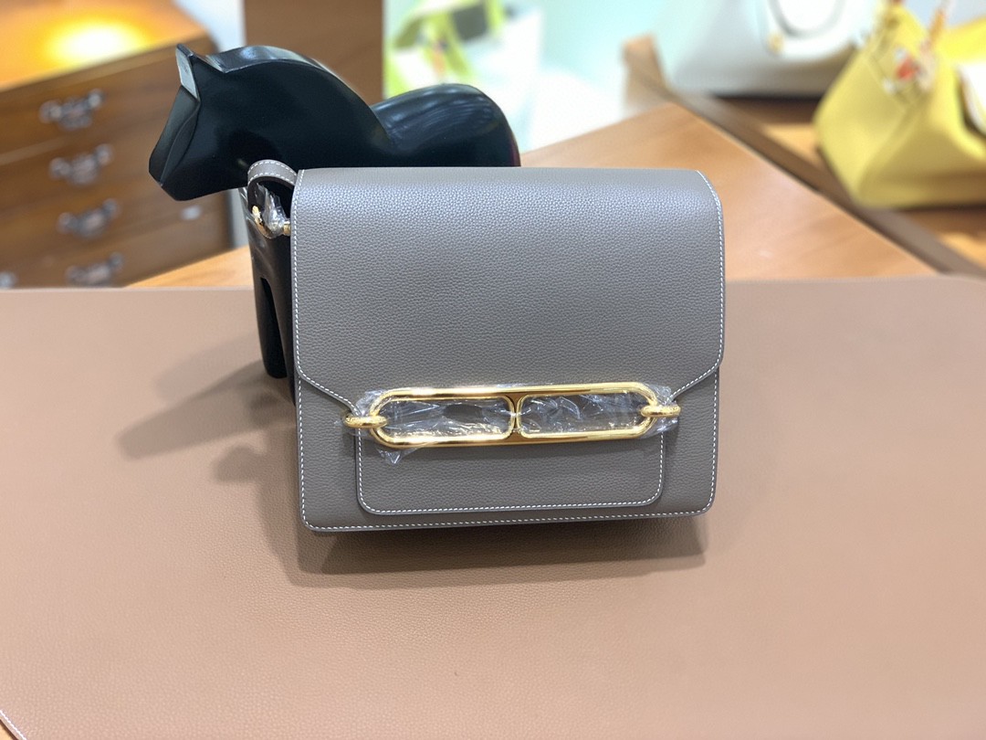 Hermès（爱马仕）Roulis 猪鼻子 evercolor 大象灰 23cm 金扣 现货