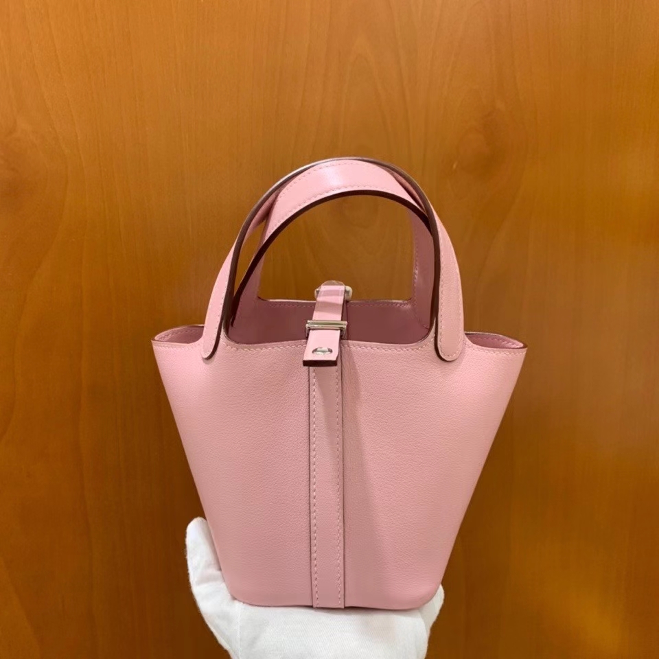 Hermès（爱马仕）Picotin 菜篮子 swift皮 3Q水粉色 14cm 银扣 现货