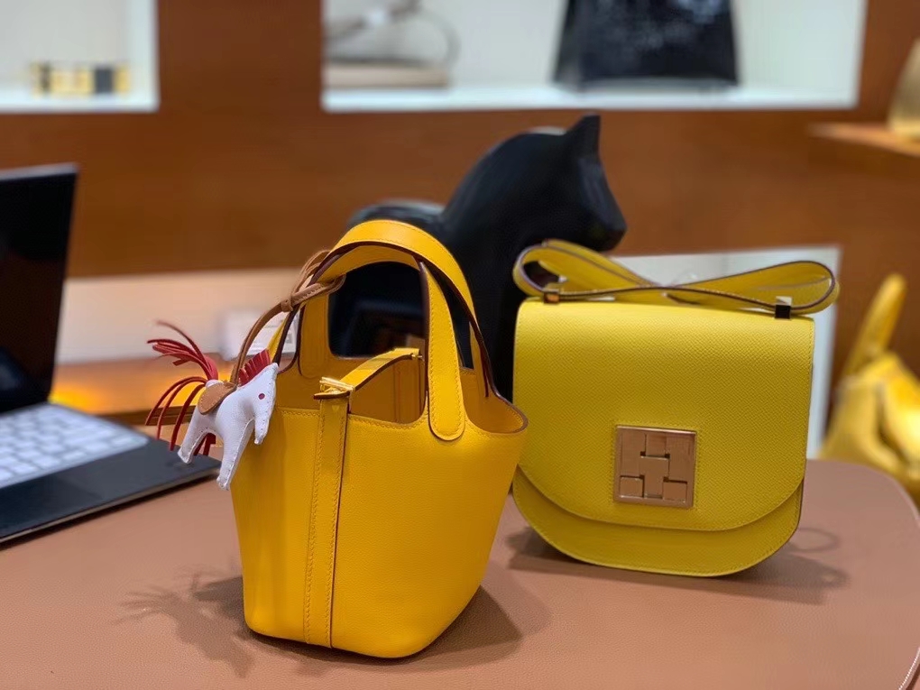 Hermès（爱马仕）Picotin 菜篮子 swift皮 9D琥珀黄 14cm 金扣 现货