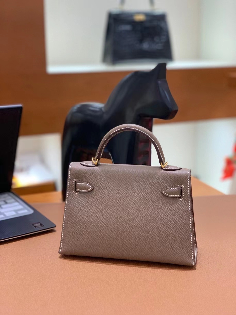 Hermès（爱马仕）epsom 大象灰 minikelly 19cm 金扣 现货