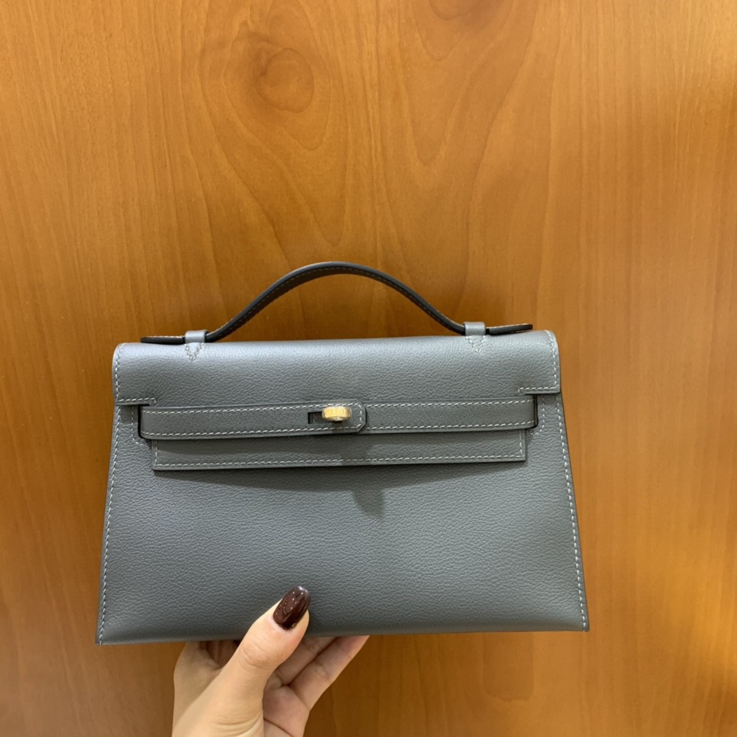 Hermès（爱马仕）ever color 锡器灰 mini Kelly 22 金扣 现货