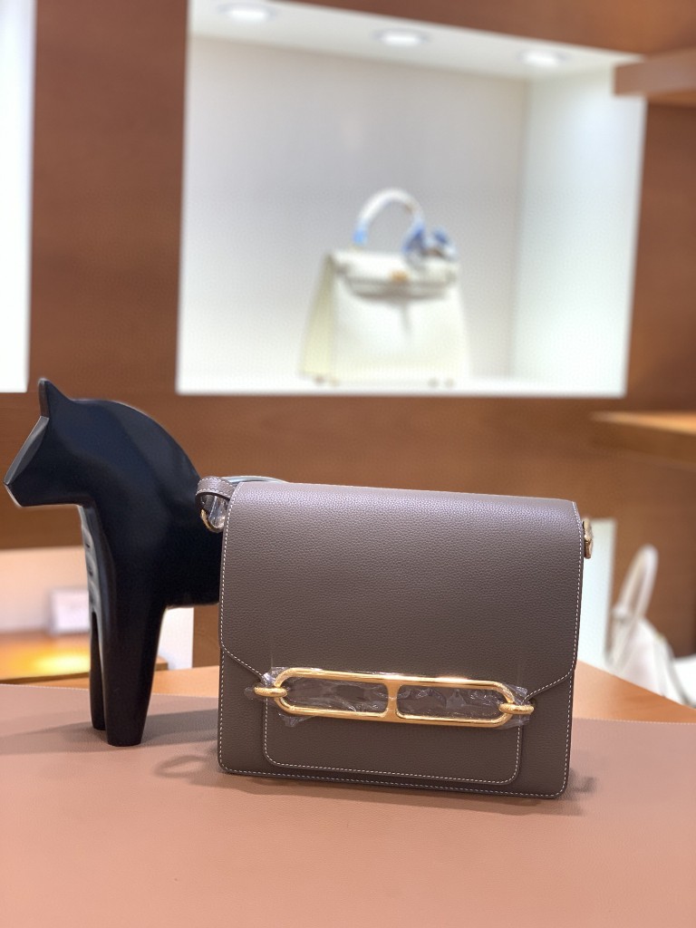 Hermès（爱马仕）Roulis 猪鼻子 evercolor 大象灰 23cm 金扣 现货