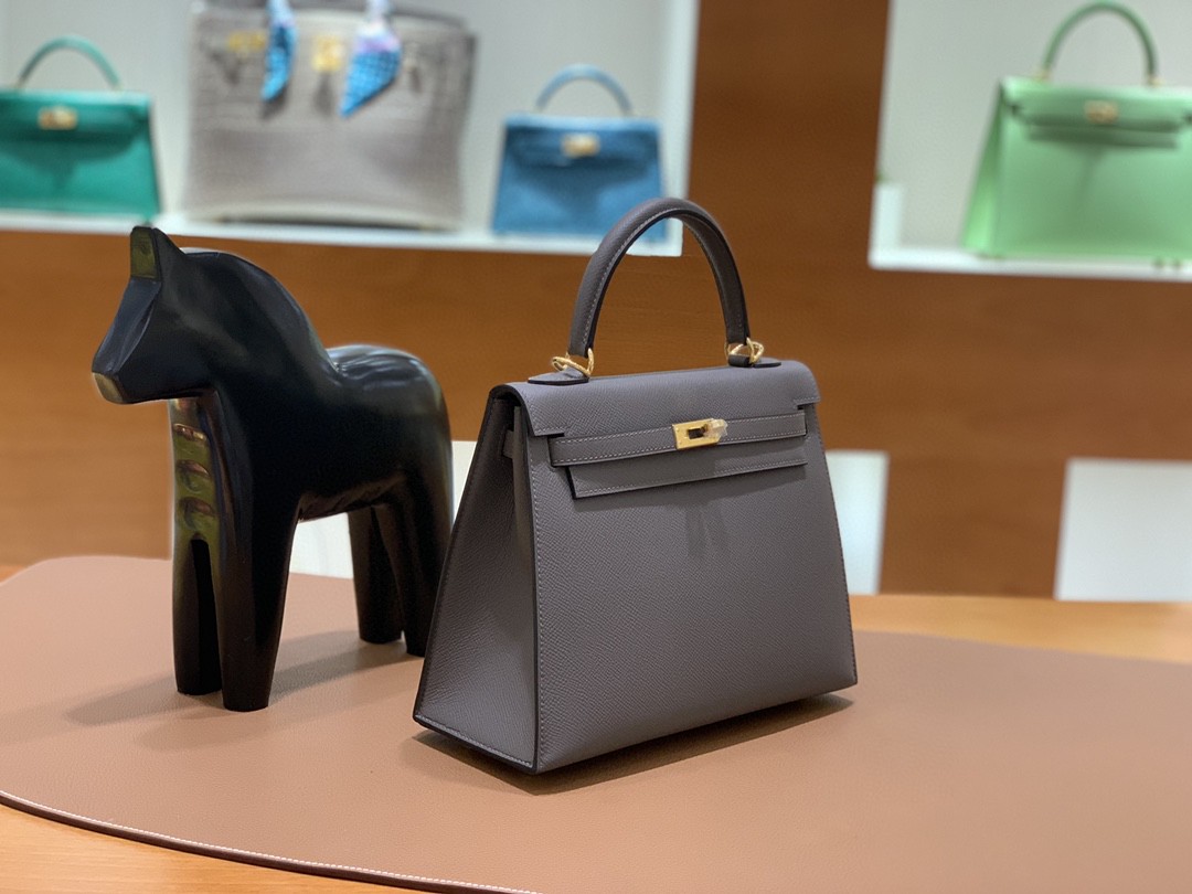 Hermès（爱马仕）Kelly 凯莉包 Epsom 锡器灰 金扣 25cm