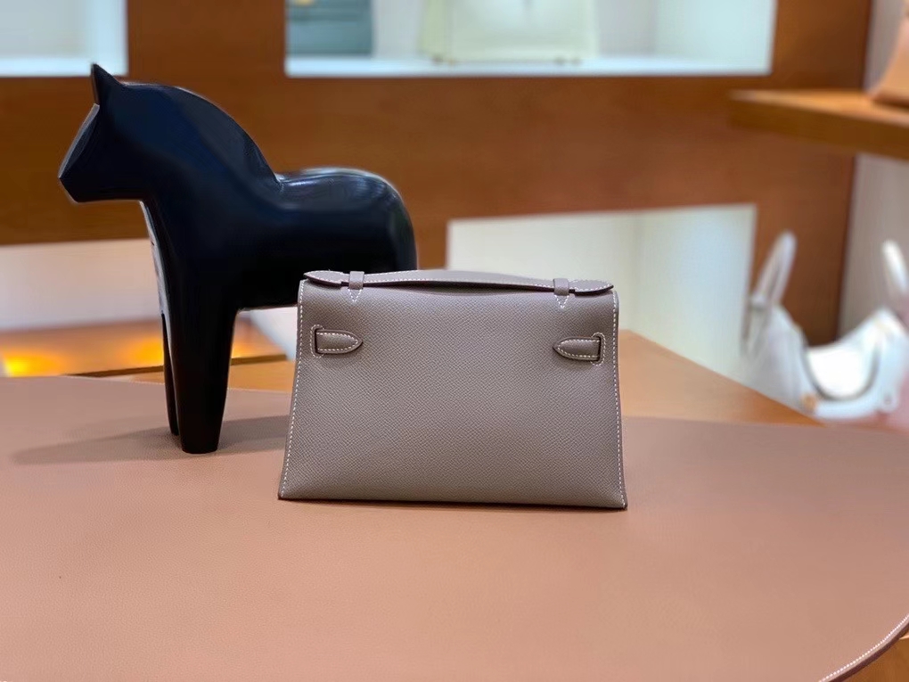Hermès（爱马仕）Epsom 大象灰 miniKelly 22cm 金扣 现货