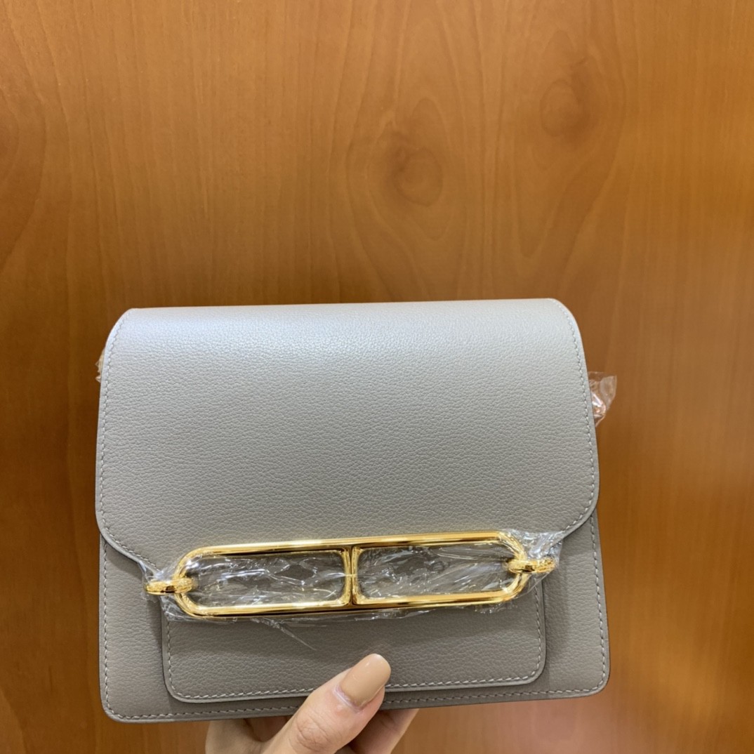 Hermès（爱马仕）Roulis 猪鼻子 evercolor 沥青灰 18cm 金扣 现货