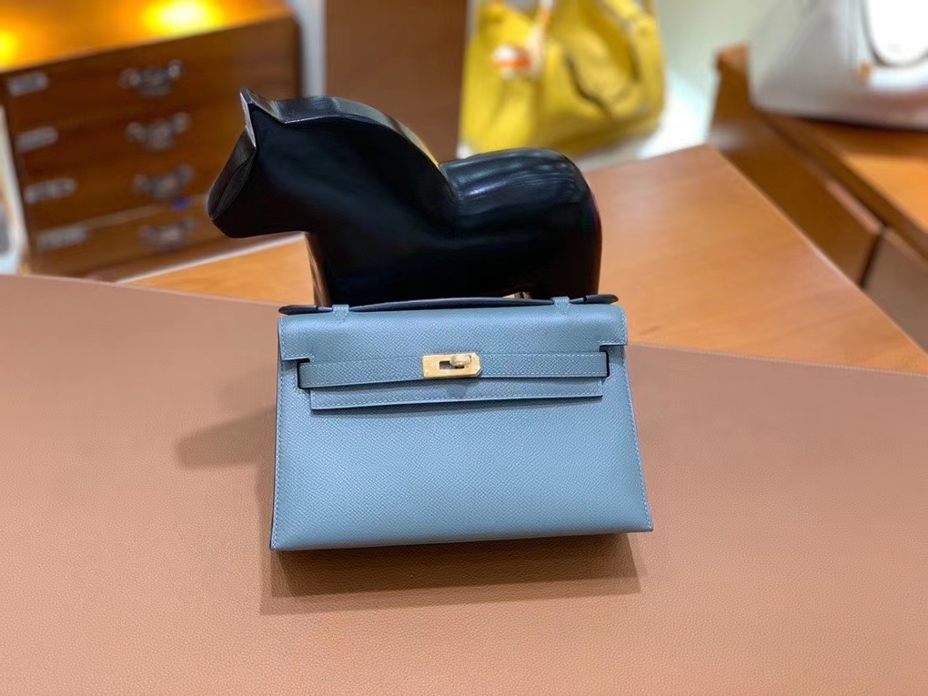 Hermès（爱马仕）Epsom 杏仁绿 miniKelly 22cm 金扣 现货