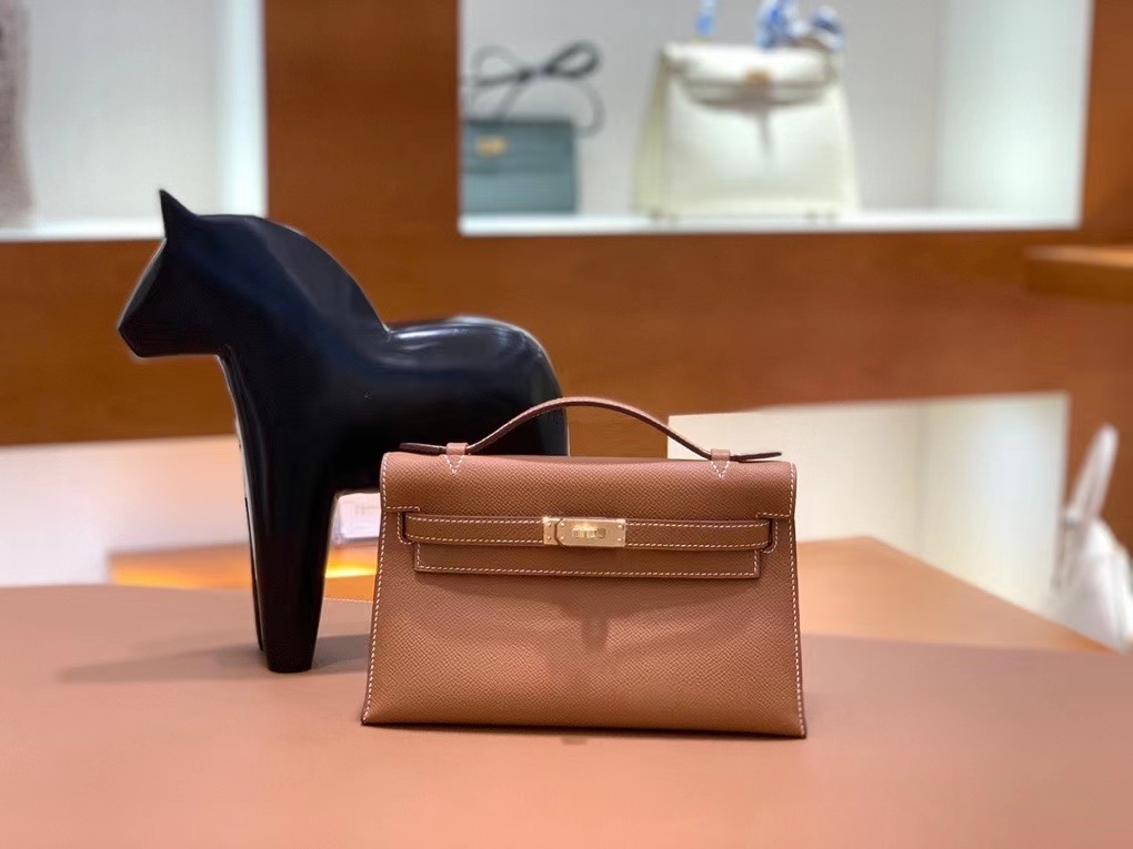 Hermès（爱马仕）Epsom 金棕色 miniKelly 22cm 金扣 现货
