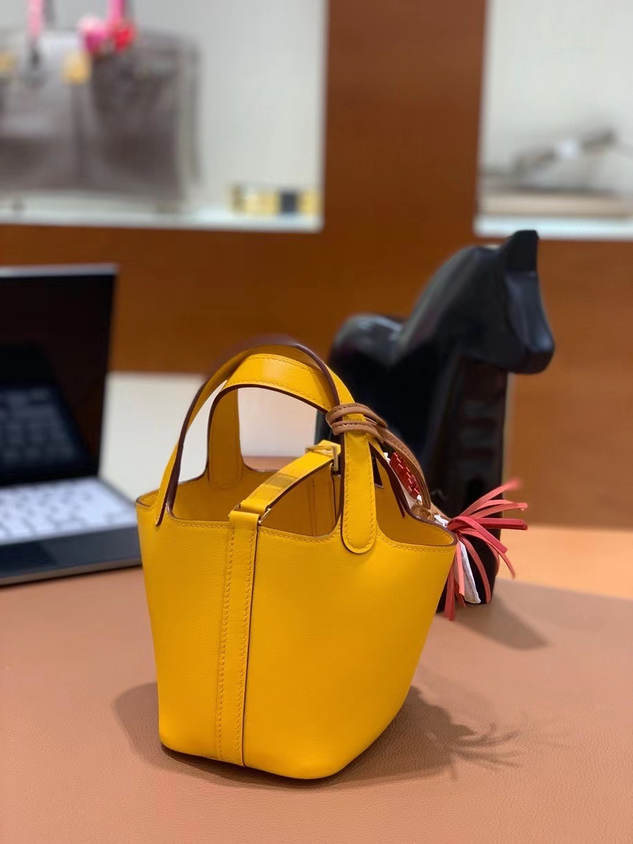 Hermès（爱马仕）Picotin 菜篮子 swift皮 9D琥珀黄 14cm 金扣 现货