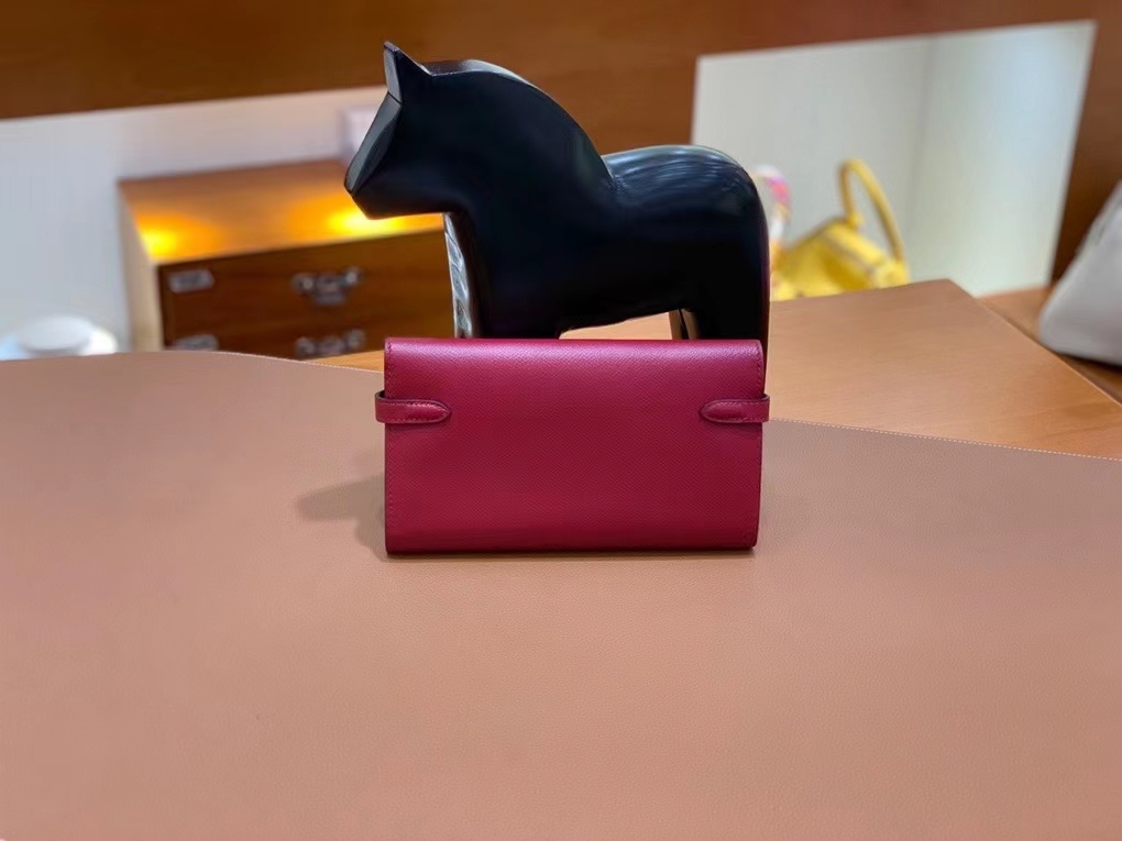 Hermès（爱马仕）epsom 石榴红 Kelly 钱夹 银扣 现货