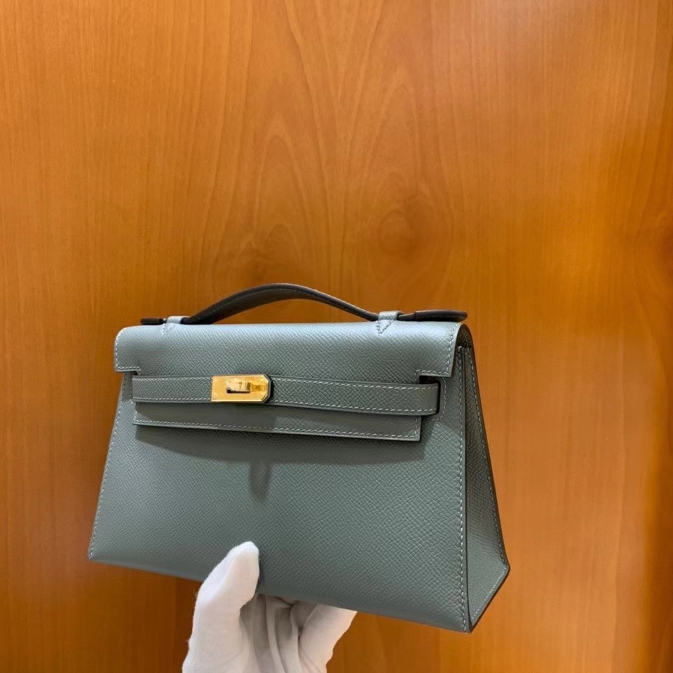 Hermès（爱马仕）Epsom 杏仁绿 miniKelly 22cm 金扣 现货