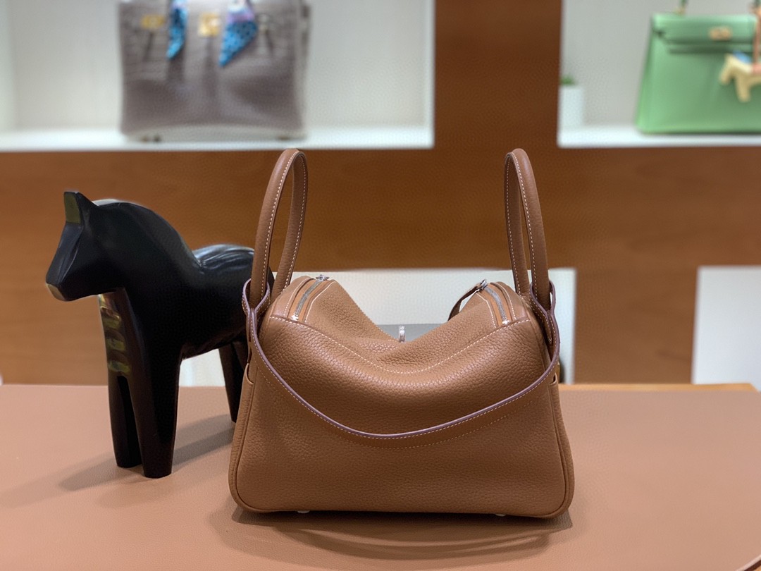 Hermès（爱马仕）Lindy 琳迪包 TC 金棕色 银扣 26cm 现货