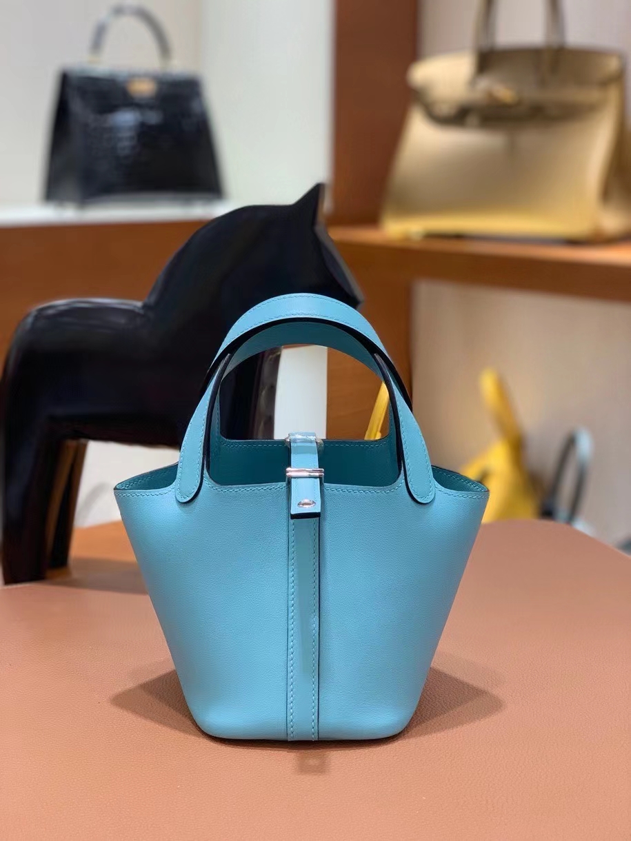 Hermès（爱马仕）Picotin 菜篮子 swift皮 3P马卡龙蓝 14cm 银扣 现货