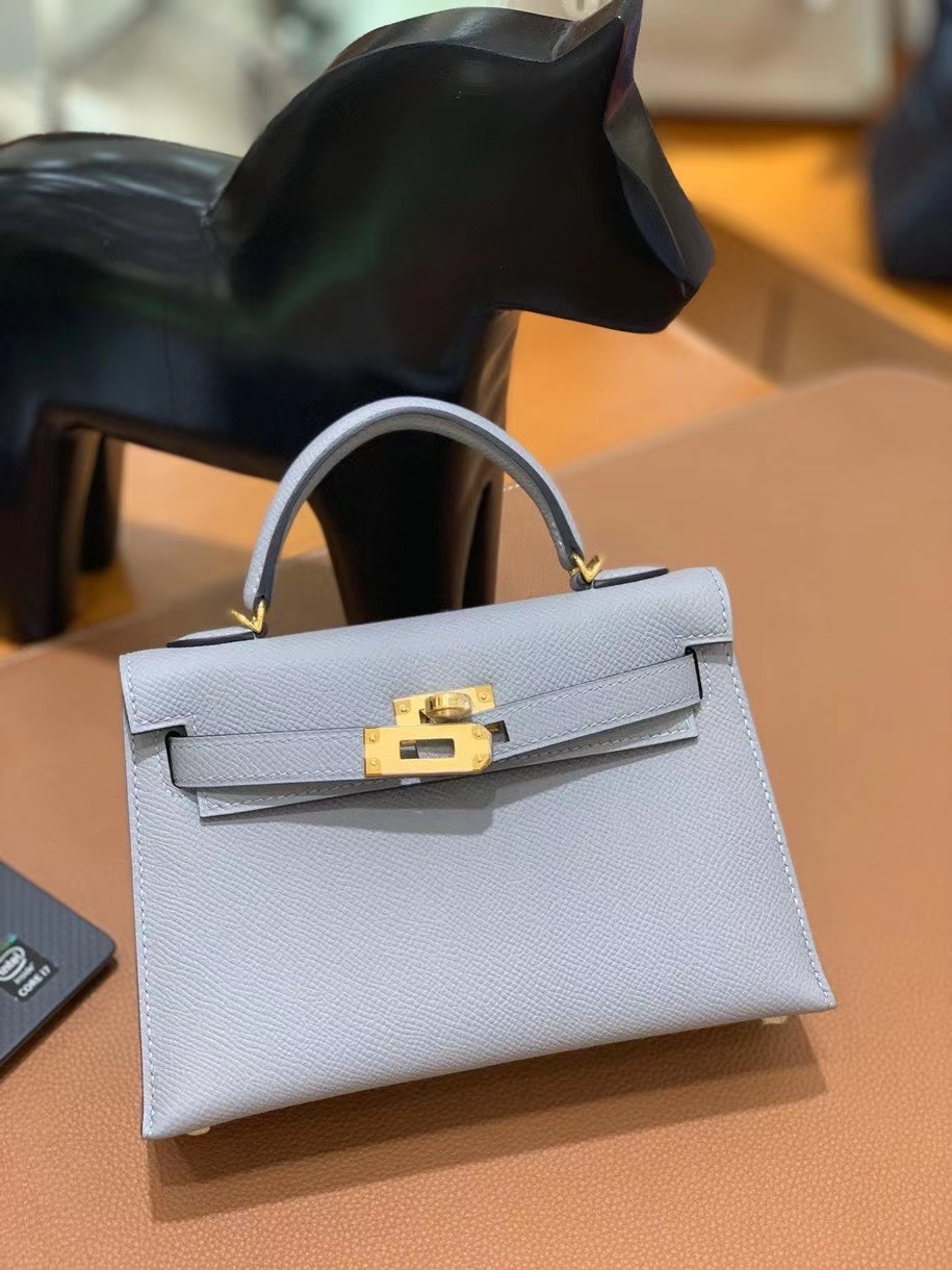 Hermès（爱马仕）epsom 2Z海鸥灰 miniKelly 19cm 金扣 现货