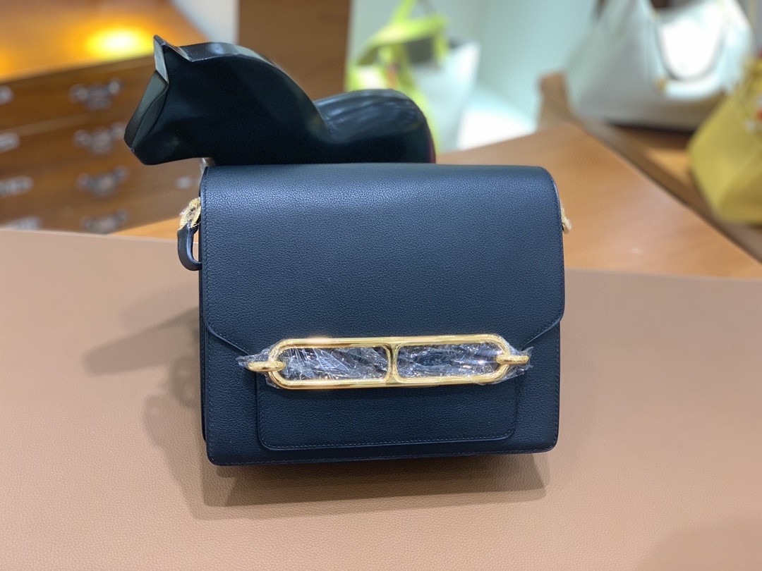 Hermès（爱马仕）Roulis 猪鼻子 evercolor 黑色 23cm 金扣 现货
