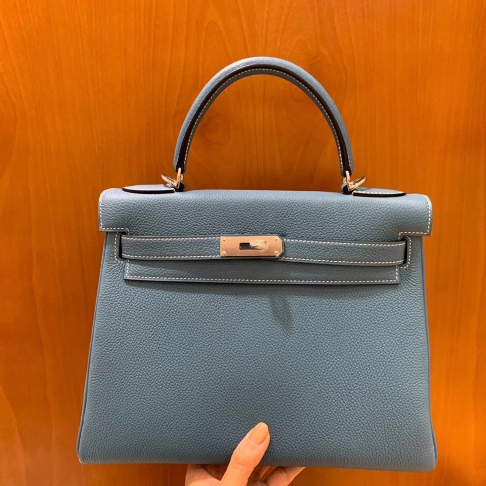 Hermès（爱马仕）Kelly 凯莉包  Togo 牛仔蓝 28cm 银扣 现货