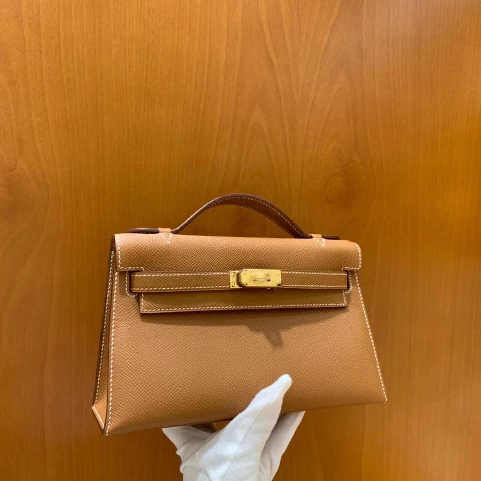 Hermès（爱马仕）Epsom 金棕色 miniKelly 22cm 金扣 现货