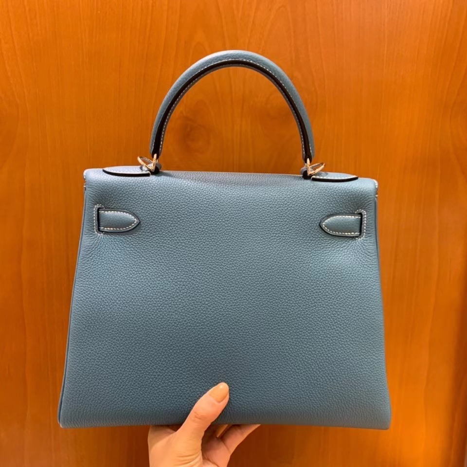 Hermès（爱马仕）Kelly 凯莉包  Togo 牛仔蓝 28cm 银扣 现货