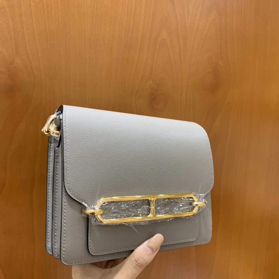 Hermès（爱马仕）Roulis 猪鼻子 evercolor 沥青灰 18cm 金扣 现货