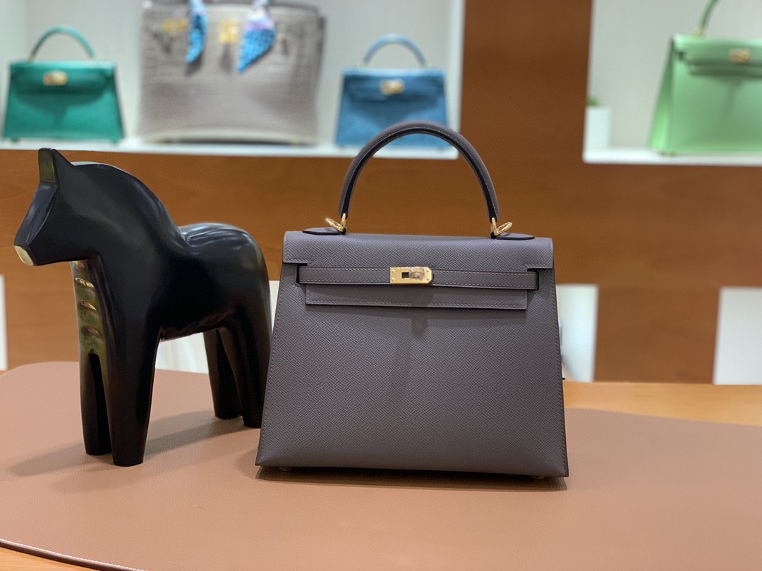 Hermès（爱马仕）Kelly 凯莉包 Epsom 锡器灰 金扣 25cm