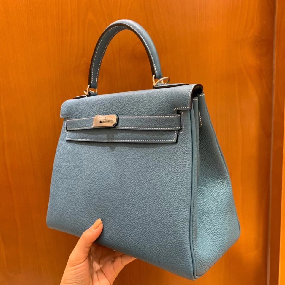 Hermès（爱马仕）Kelly 凯莉包  Togo 牛仔蓝 28cm 银扣 现货