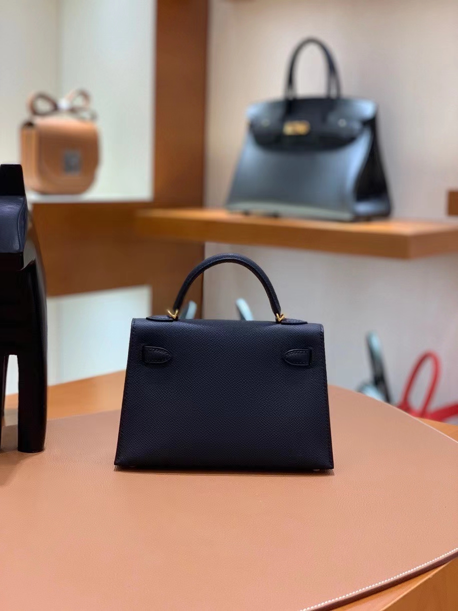 Hermès（爱马仕）Epsom 黑色 minikelly 19cm 金扣 现货