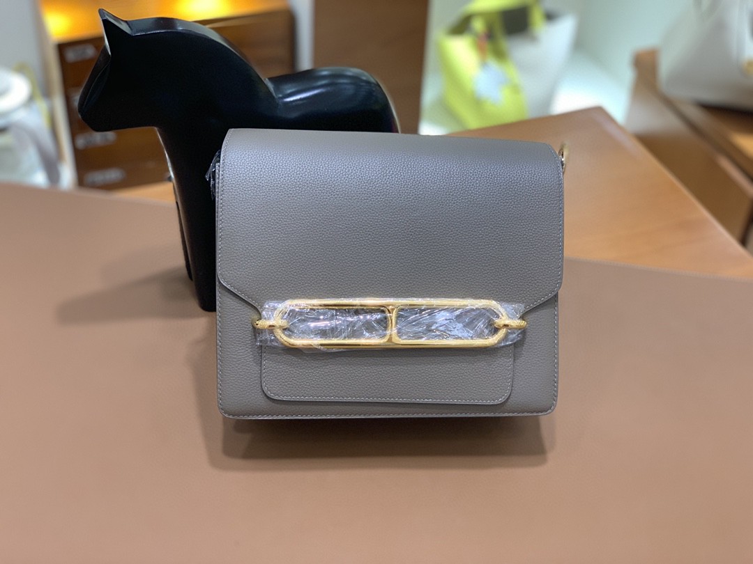 Hermès（爱马仕）Roulis 猪鼻子 evercolor 沥青灰 23cm 金扣 现货