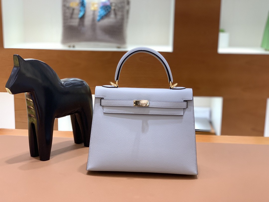 Hermès（爱马仕）Kelly 凯莉包 Epsom 海鸥灰 金扣 25cm