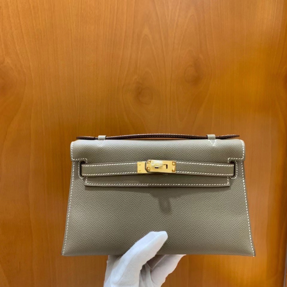 Hermès（爱马仕）Epsom 大象灰 miniKelly 22cm 金扣 现货