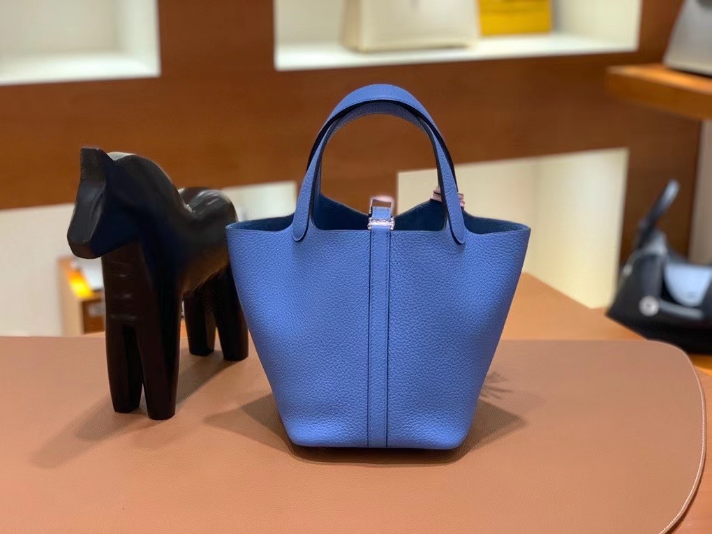 Hermès（爱马仕）Picotin 菜篮子 TC 天堂蓝 18cm 银扣 现货
