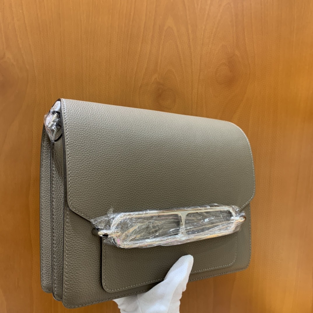 Hermès（爱马仕）Roulis 猪鼻子 evercolor 沥青灰 23cm 银扣 现货