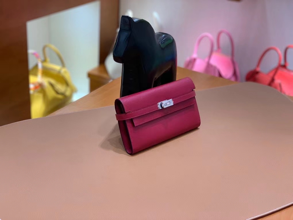 Hermès（爱马仕）epsom 石榴红 Kelly 钱夹 银扣 现货