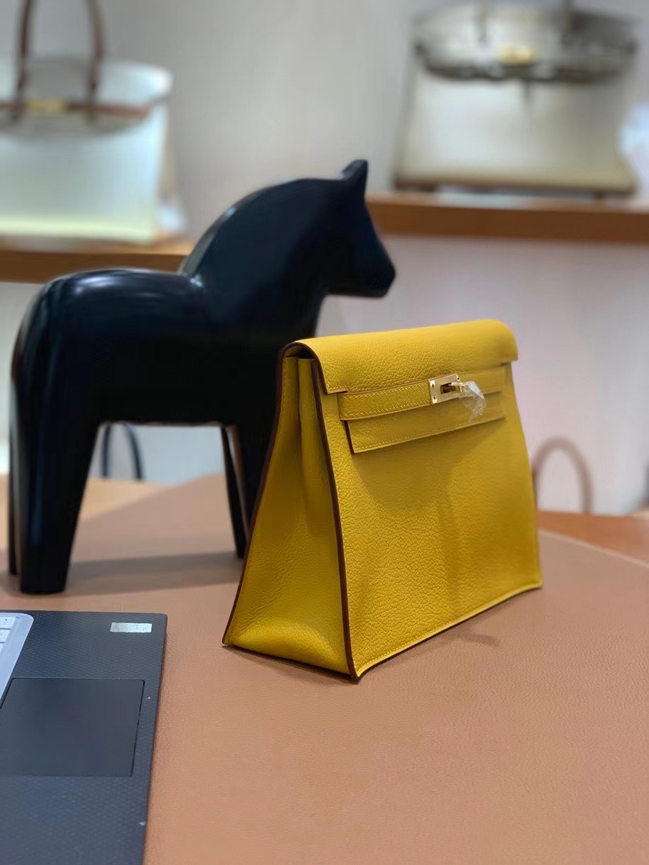 Hermès（爱马仕）evercolor 9D琥珀黄 Kelly danse 22cm 金扣 现货