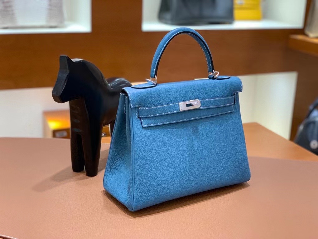 Hermès（爱马仕）Kelly 凯莉包  Togo 牛仔蓝 28cm 银扣 现货