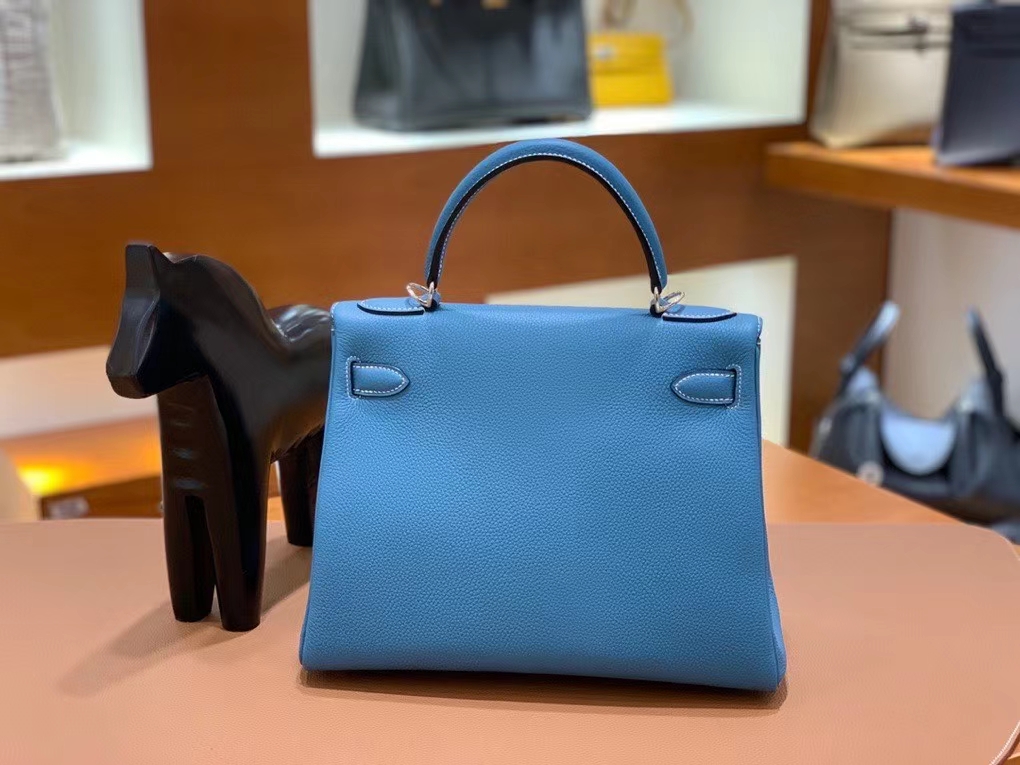 Hermès（爱马仕）Kelly 凯莉包  Togo 牛仔蓝 28cm 银扣 现货