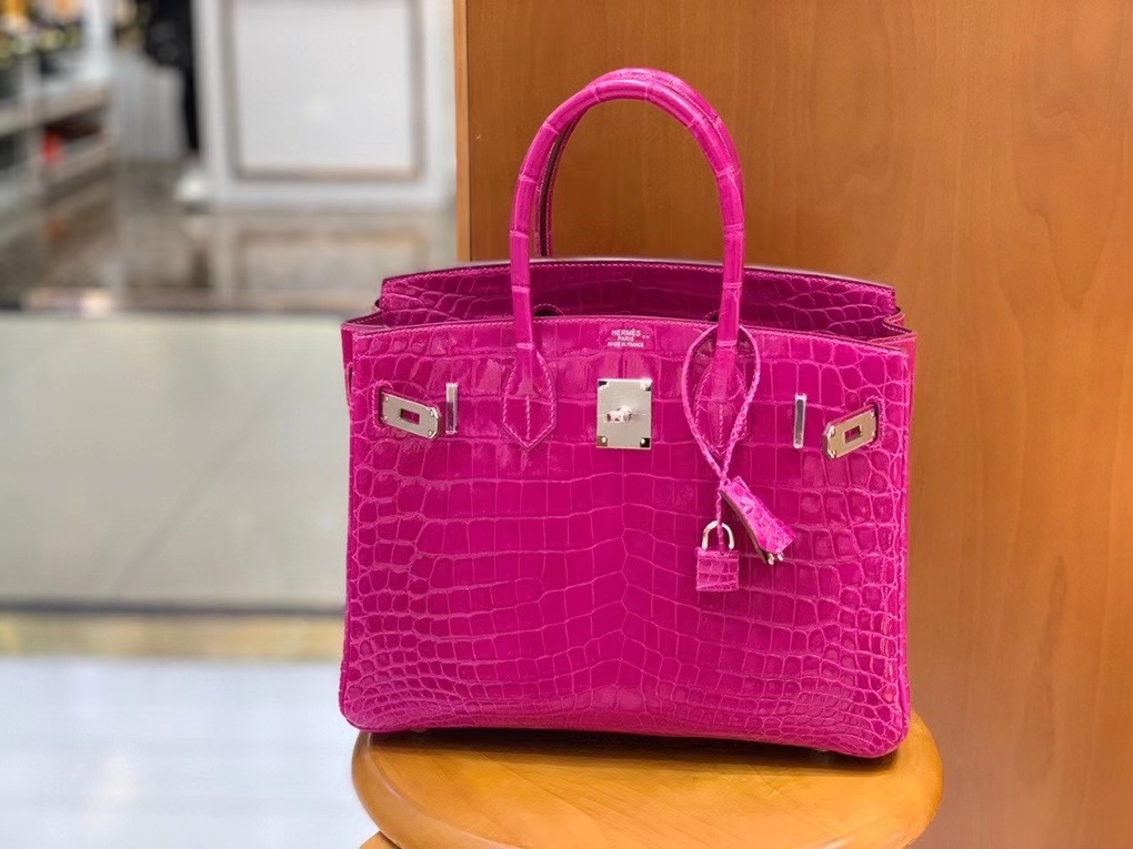 Hermès（爱马仕）Birkin 铂金包 亮面尼罗鳄 天方夜谭紫 银扣 30cm