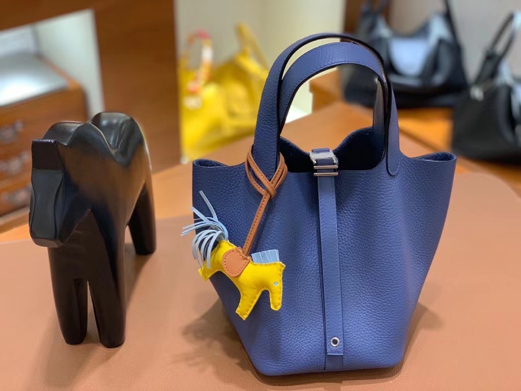 Hermès（爱马仕） Picotin 菜篮子 TC 玛瑙蓝 18cm 银扣 现货