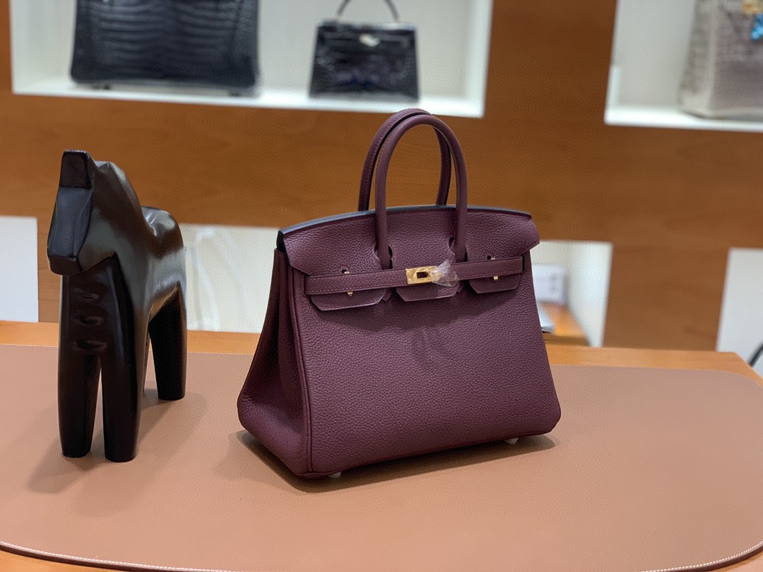 Hermès（爱马仕）Birkin 铂金包 Togo 波尔多酒红 金扣 25cm
