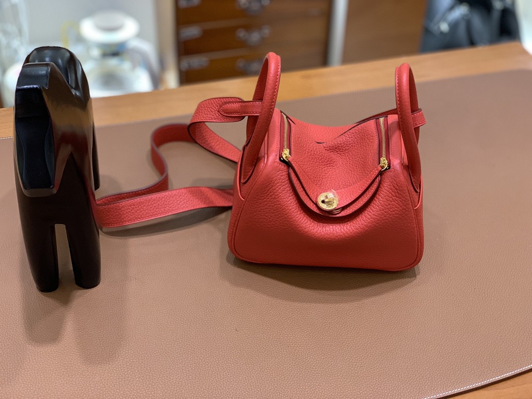 Hermès（爱马仕）minilindy 迷你琳迪 TC 番茄红 金扣