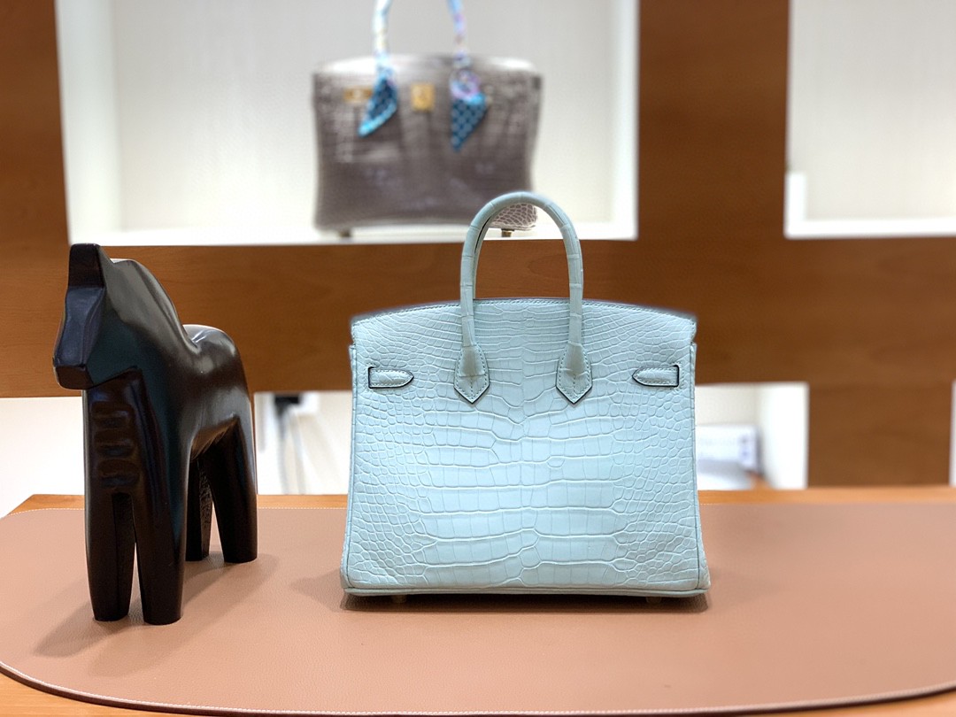 Hermès（爱马仕） Birkin 铂金包 雾面美洲鳄 薄荷绿 金扣 25cm