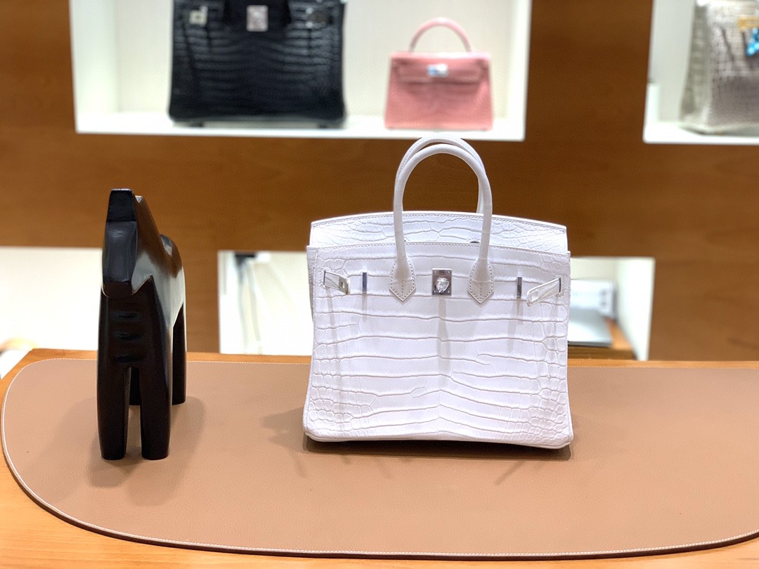 Hermès（爱马仕）Birkin 铂金包 雾面尼罗鳄 纯白 银扣 25cm
